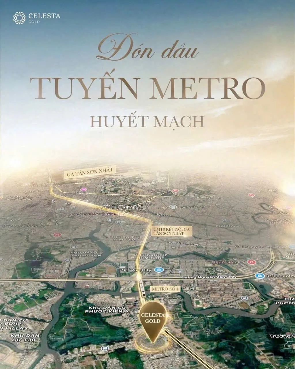 Sơ đồ kết nối của Celesta Gold với tuyến metro số 4 theo tài liệu giới thiệu dự án