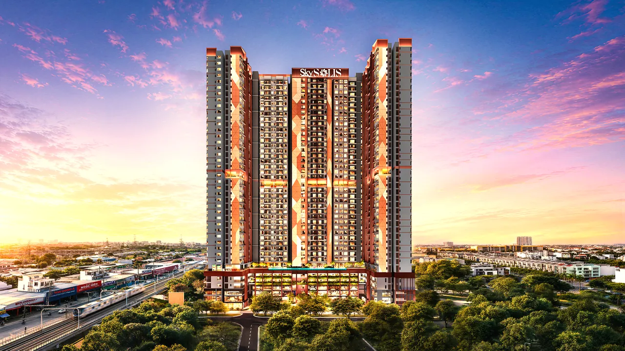 Phối cảnh SkySOLIS: ba tháp 40 tầng cạnh tuyến metro trên Đại lộ Bình Dương
